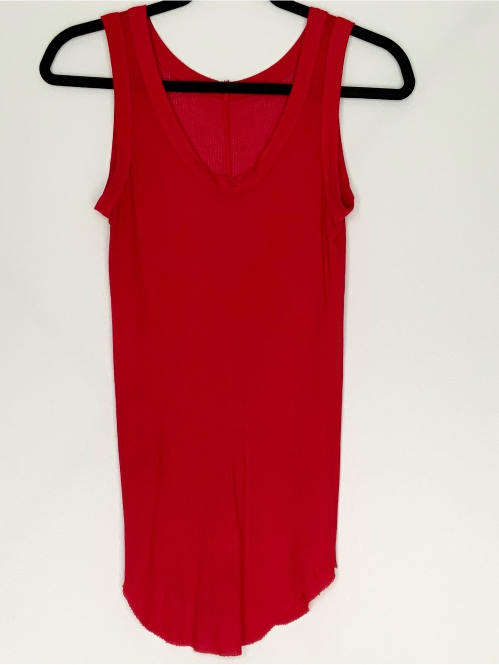 Enza Costa Silk Blend Red Ribbed Knit Stretch Wide Strap Tank Top M